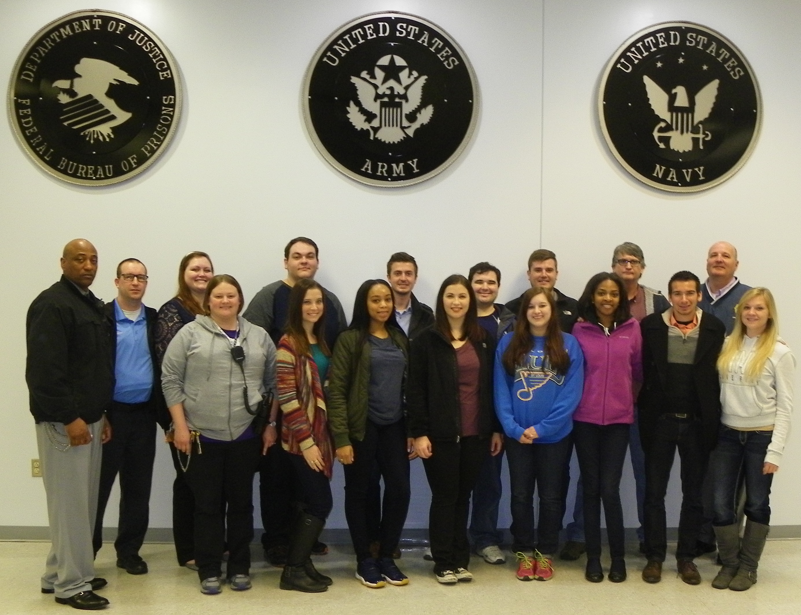 EIU Criminal Justice Club members at the Federal Prison in Terre Haute, Indiana